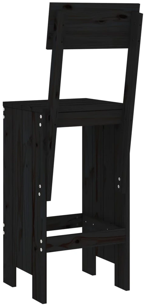 Baro taburetės, 2vnt., juodos, 40x48,5x115,5cm, pušies masyvas