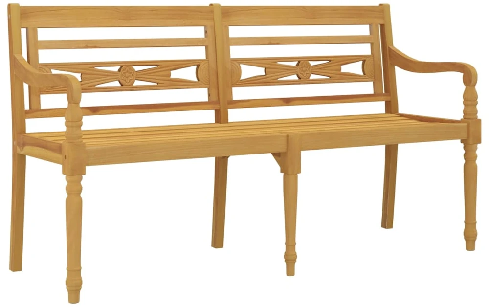 Batavia suoliukas su žalia pagalvėle, 150cm, tikmedžio masyvas