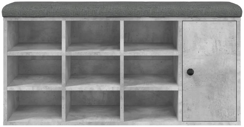 Batų suoliukas, betono pilkas, 102x32x50cm, apdirbta mediena