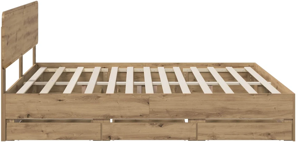 Lova Bed Frame with Storage and Headboard Artisan Oak 180 x 200 cm