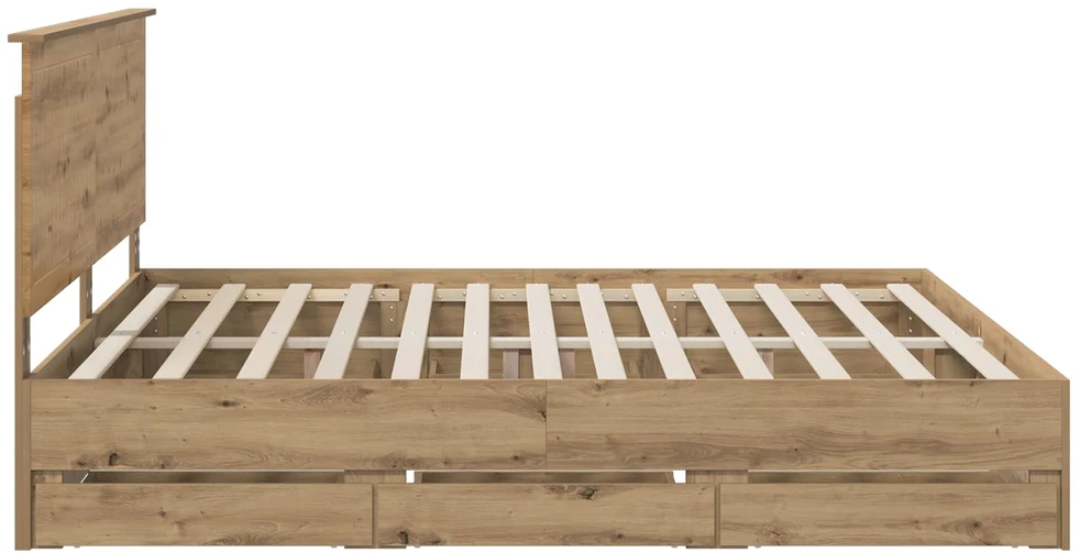 Lova Bed Frame with Storage and Headboard Artisan Oak 180 x 200 cm