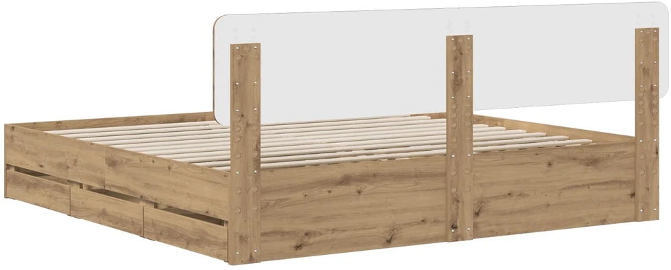 Lova Bed Frame with Storage and Headboard Artisan Oak 180 x 200 cm