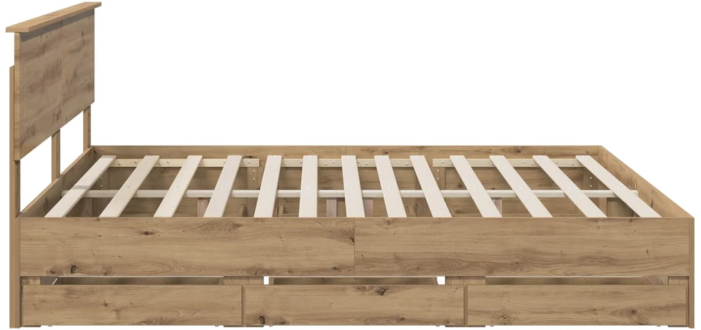Lova Bed Frame with Storage and Headboard Artisan Oak 180 x 200 cm