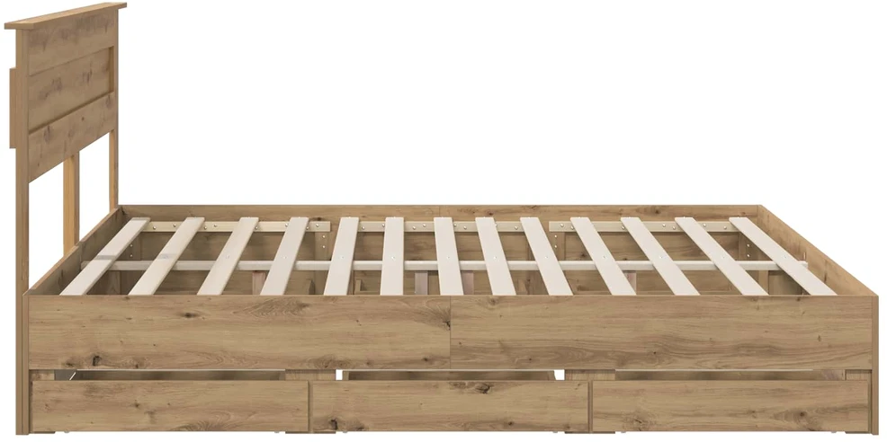 Lova Bed Frame with Storage and Headboard Artisan Oak 180 x 200 cm
