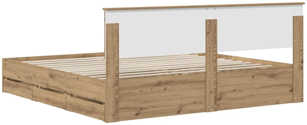 Lova Bed Frame with Storage and Headboard Artisan Oak 180 x 200 cm