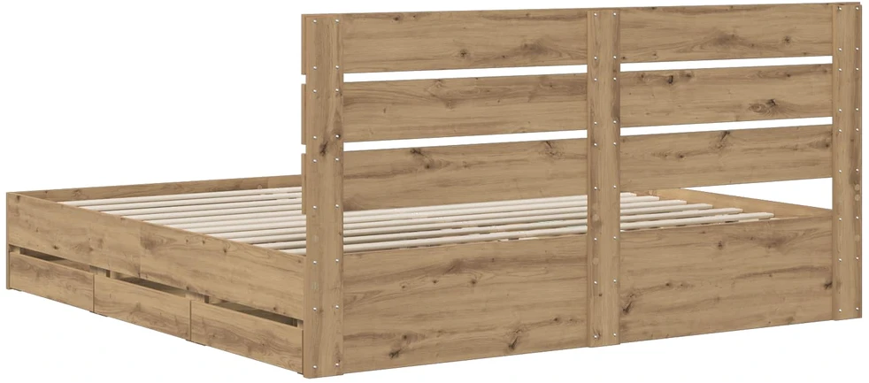 Lova Bed Frame with Storage and Headboard Artisan Oak 180 x 200 cm