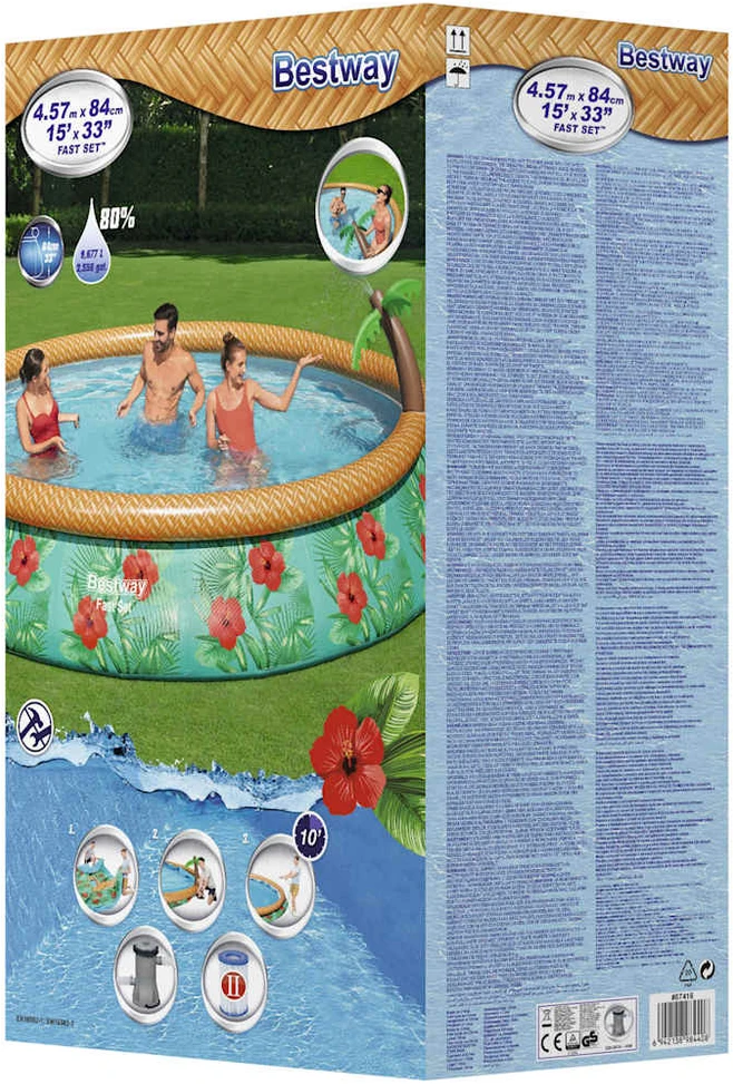 Bestway Pripučiamas baseinas Fast Set Paradise Palms, 457x84cm