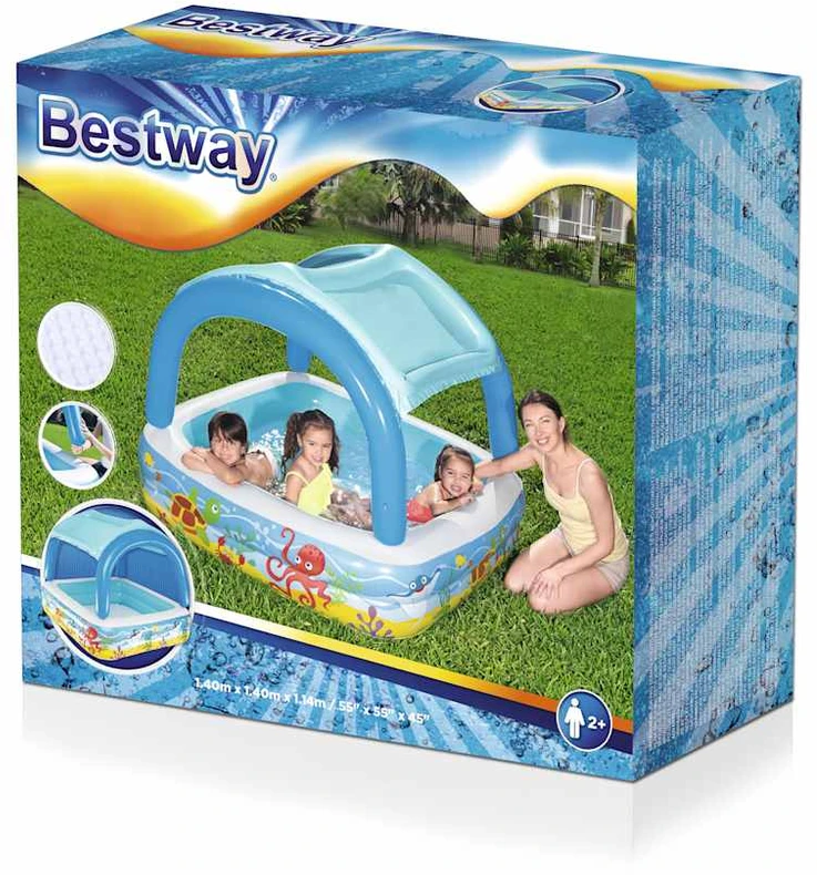 Bestway pripučiamas baseinas su stogeliu, 140x140x114 cm