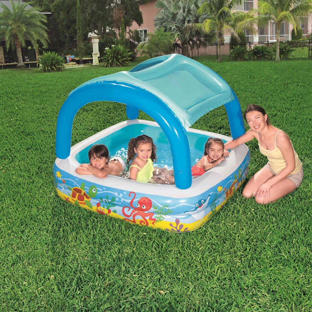Bestway pripučiamas baseinas su stogeliu, 140x140x114 cm
