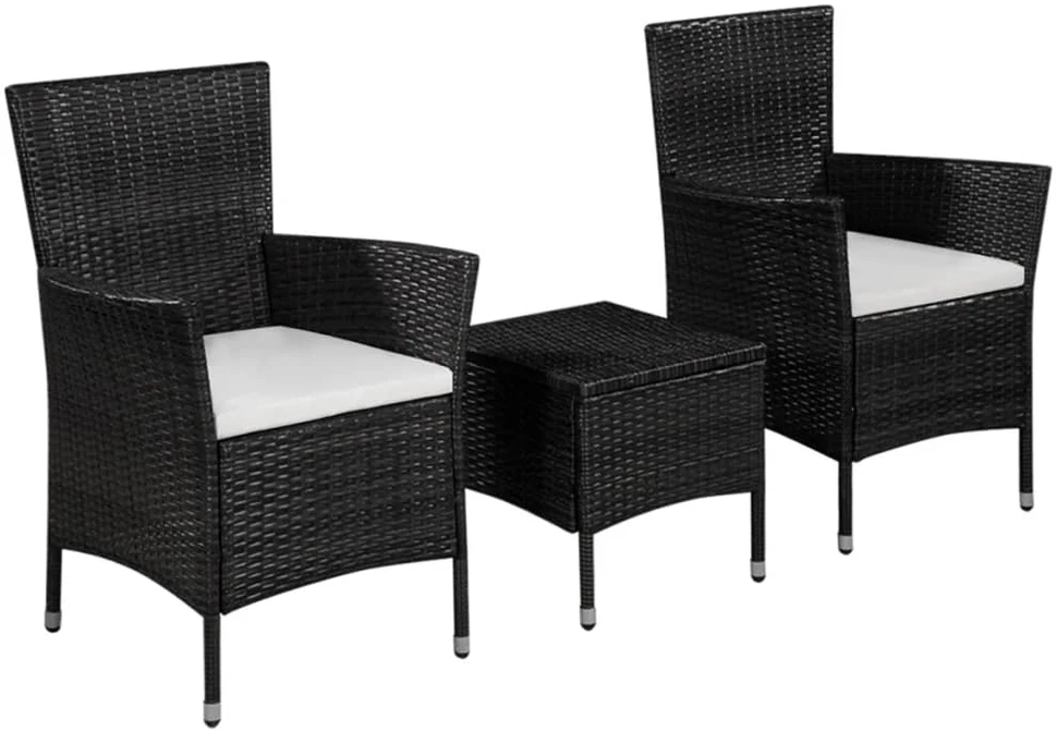 Lauko baldų komplektas Bistro baldų komplektas, 3d., juodas, poliratanas