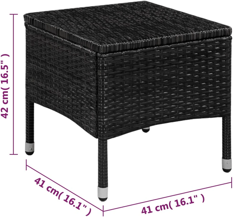 Lauko baldų komplektas Bistro baldų komplektas, 3d., juodas, poliratanas