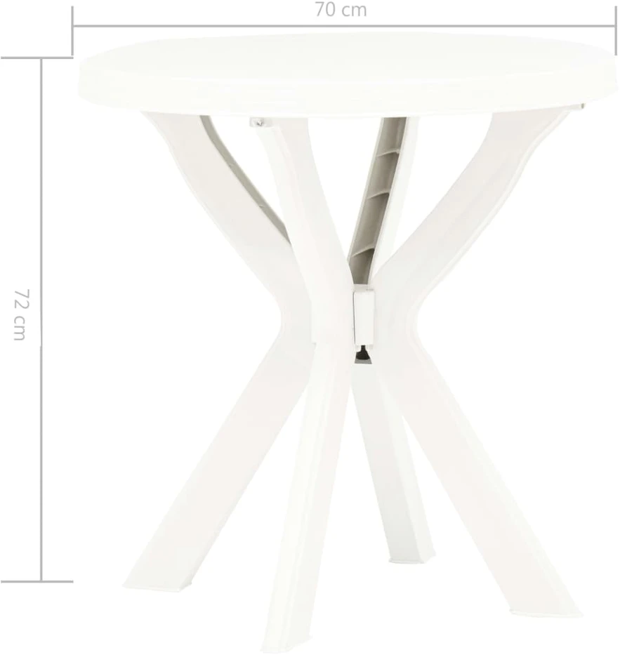 Bistro staliukas, baltos spalvos, plastikas, 70cm skersmens