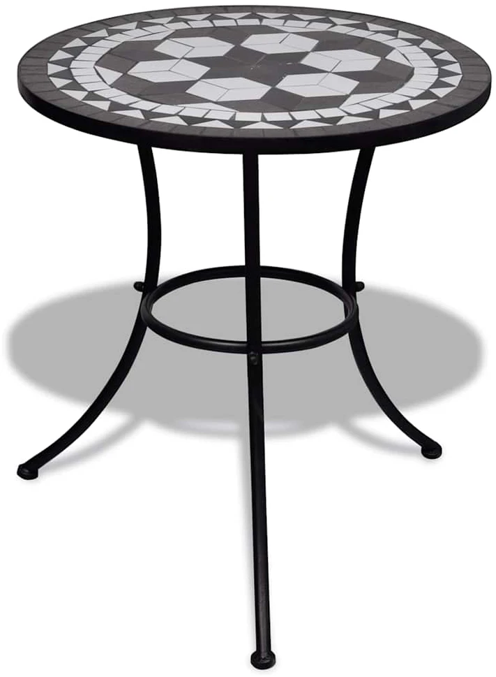 Bistro staliukas, juodos ir baltos sp., 60cm, mozaikos raštas