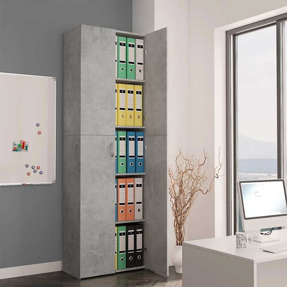 Biuro spintelė, betono pilka, 60x32x190cm, apdirbta mediena