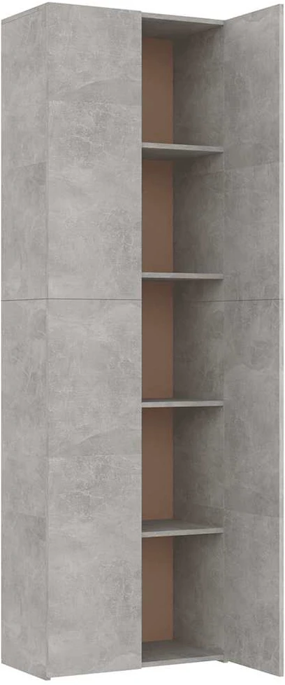 Biuro spintelė, betono pilka, 60x32x190cm, apdirbta mediena