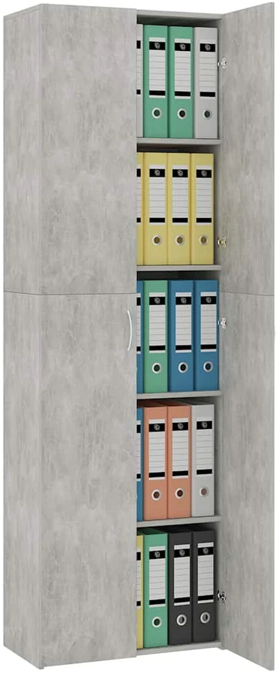 Biuro spintelė, betono pilka, 60x32x190cm, apdirbta mediena
