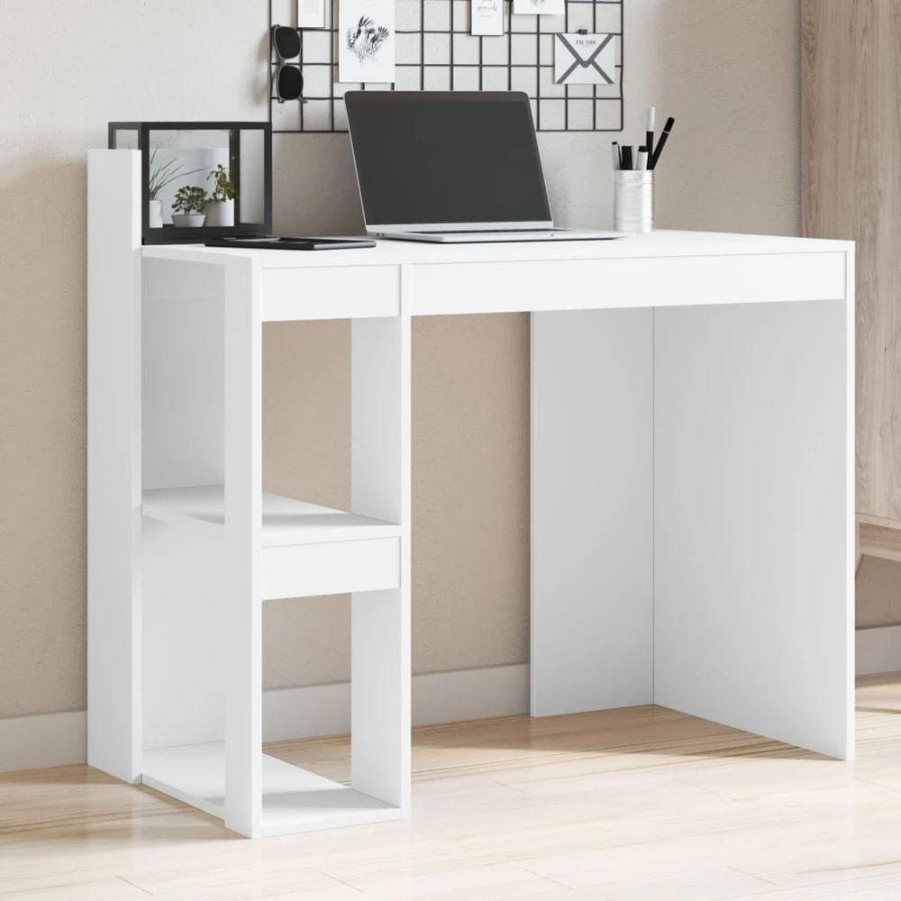 Biuro stalas, baltos spalvos, 103,5x56,5x94cm, apdirbta mediena