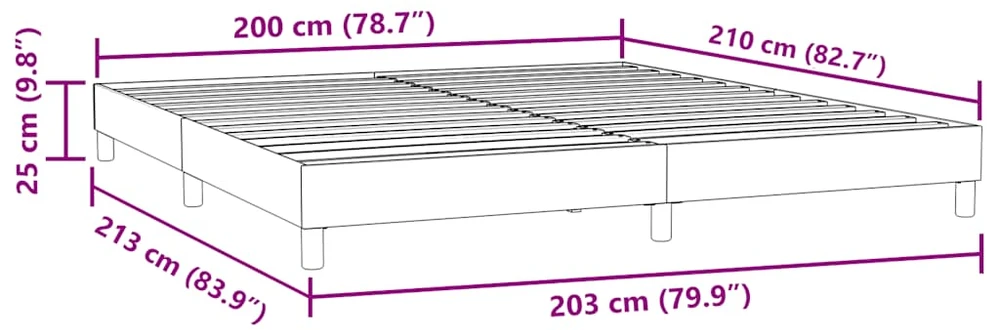 Box Spring Lova be čiužinio Juoda 200x210 cm aksomas