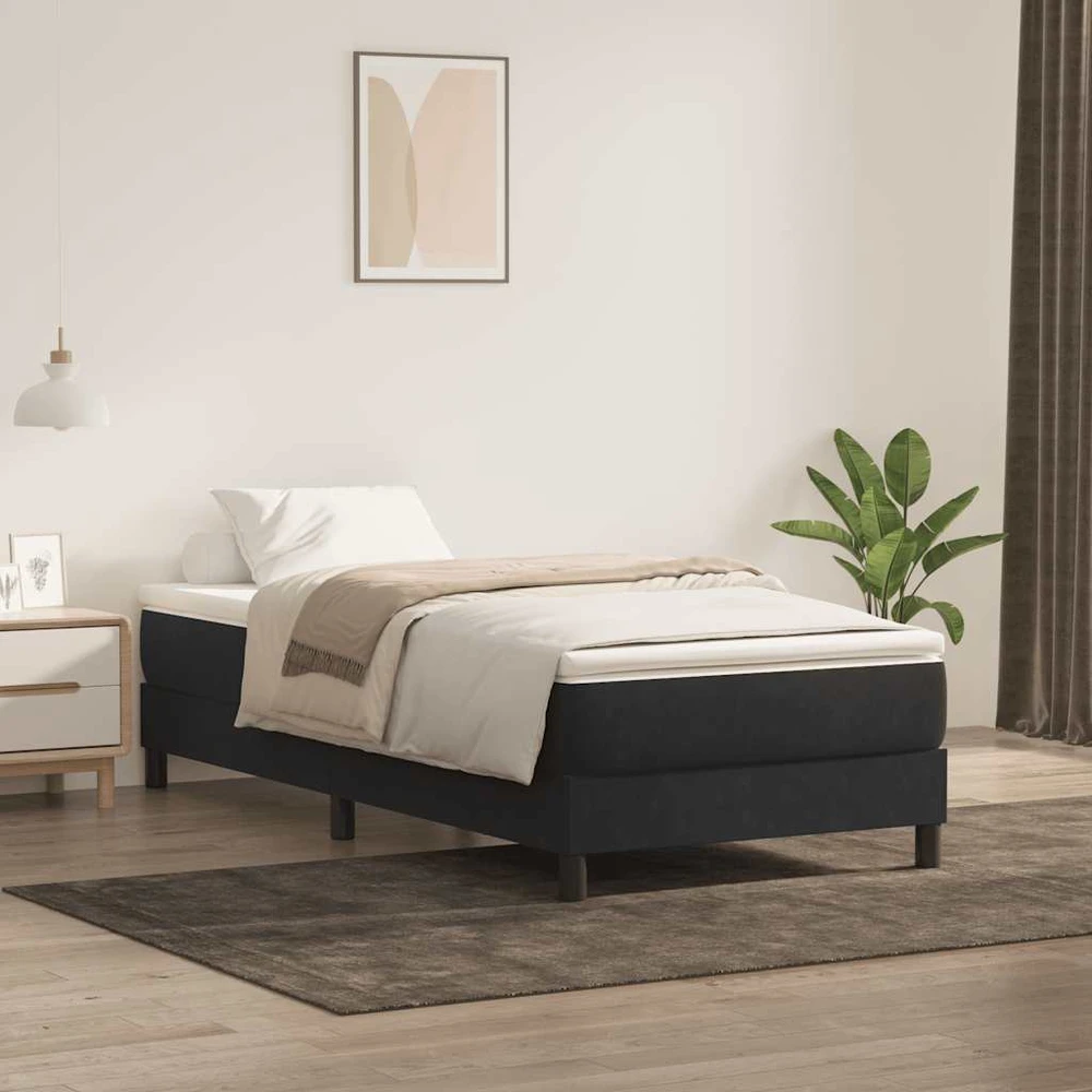 Box Spring Lova be čiužinio Juoda 80x210 cm aksomas