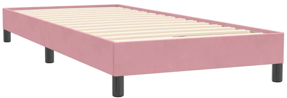 Box Spring Lova be čiužinio Rožinė 100x220 cm aksomas