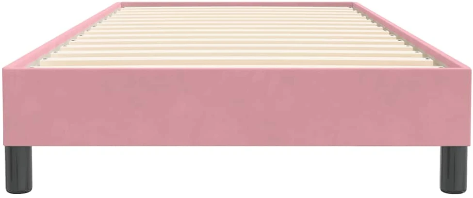 Box Spring Lova be čiužinio Rožinė 100x220 cm aksomas