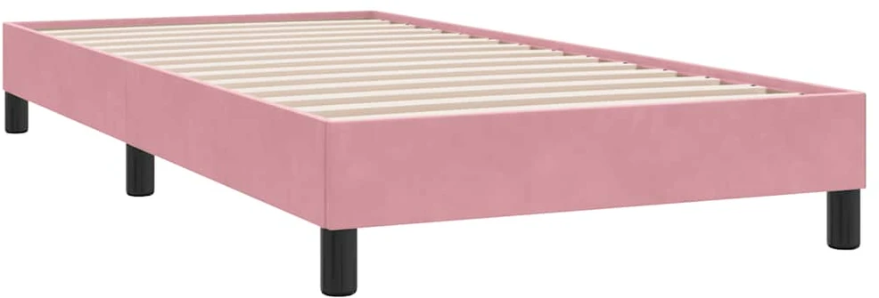 Box Spring Lova be čiužinio Rožinė 90x210 cm aksomas