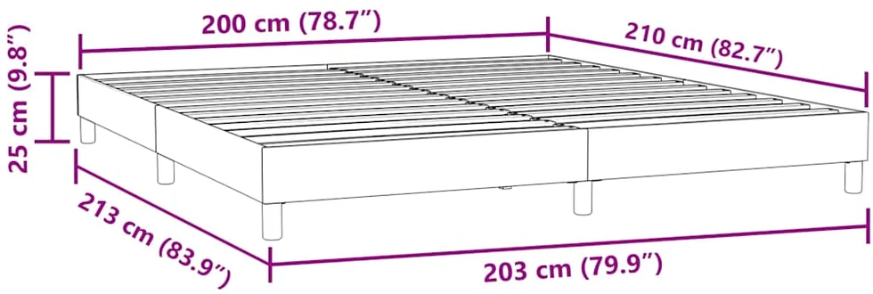 Box Spring Lova be čiužinio Šviesiai pilka 200x210 cm aksomas