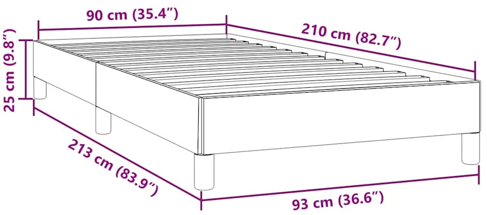 Box Spring Lova be čiužinio Tamsiai mėlyna 90x210 cm aksomas