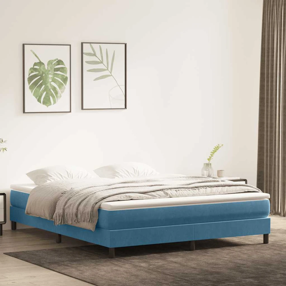 Box Spring Lova be čiužinio Tamsiai mėlyna 180x220 cm aksomas