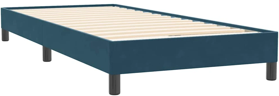 Box Spring Lova be čiužinio Tamsiai mėlyna 100x220 cm aksomas