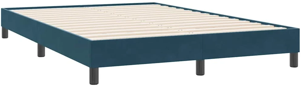 Box Spring Lova be čiužinio Tamsiai mėlyna 140x220 cm aksomas