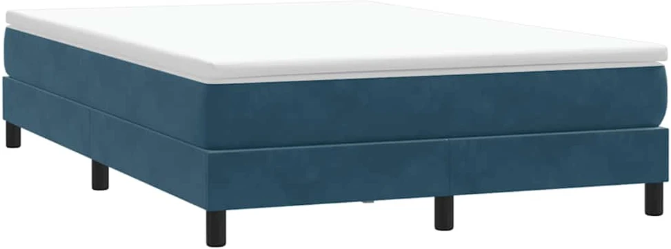 Box Spring Lova be čiužinio Tamsiai mėlyna 160x220 cm aksomas