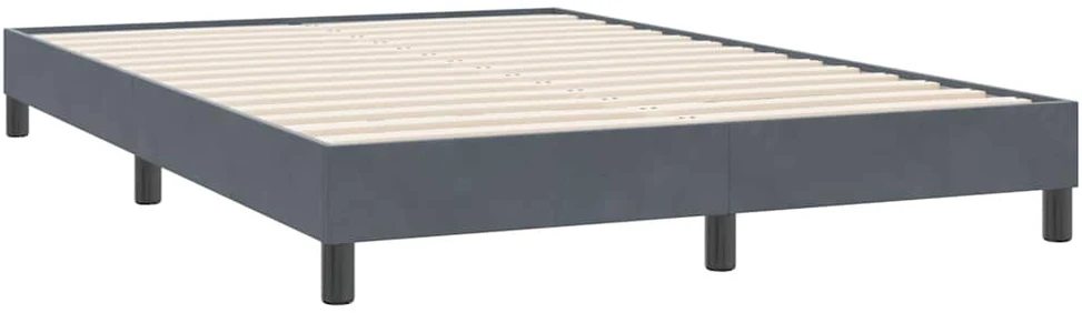 Box Spring Lova be čiužinio Tamsiai pilka 140x220 cm aksomas