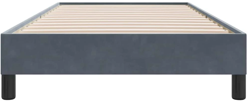 Box Spring Lova be čiužinio Tamsiai pilka 90x210 cm aksomas