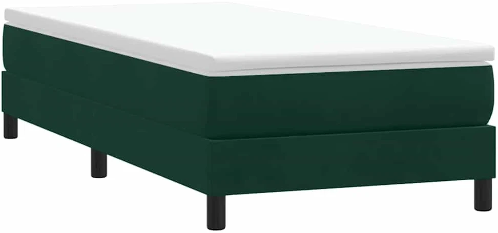 Box Spring Lova be čiužinio Tamsiai žalia 200x220 cm aksomas