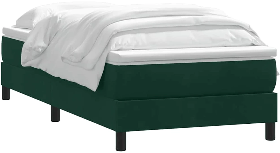Box Spring Lova be čiužinio Tamsiai žalia 200x220 cm aksomas