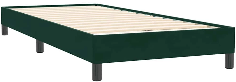 Box Spring Lova be čiužinio Tamsiai žalia 100x220 cm aksomas