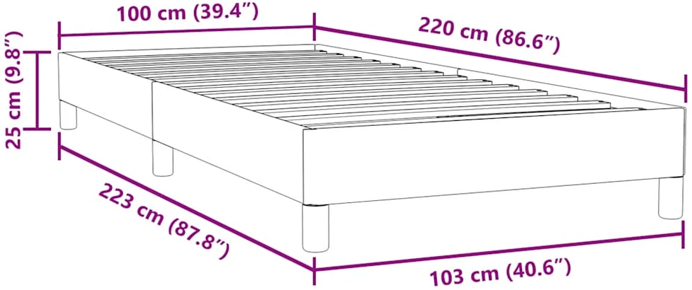 Box Spring Lova be čiužinio Tamsiai žalia 100x220 cm aksomas