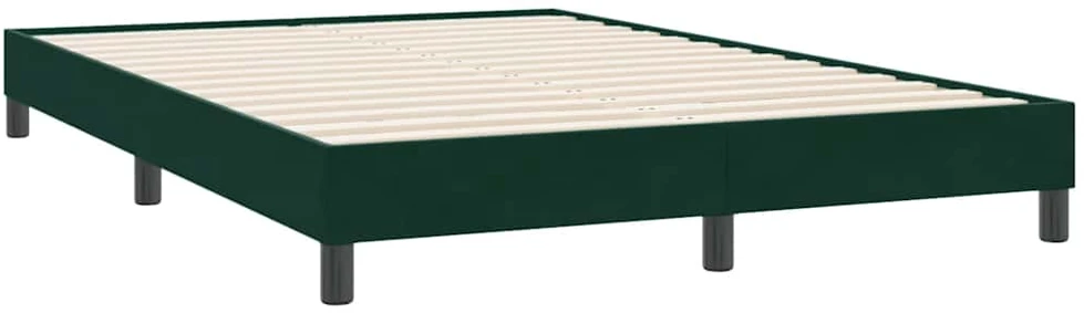Box Spring Lova be čiužinio Tamsiai žalia 140x220 cm aksomas