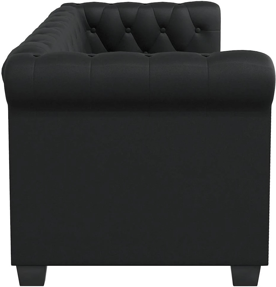 Chesterfield dvivietė sofa, dirbtinė oda, juoda