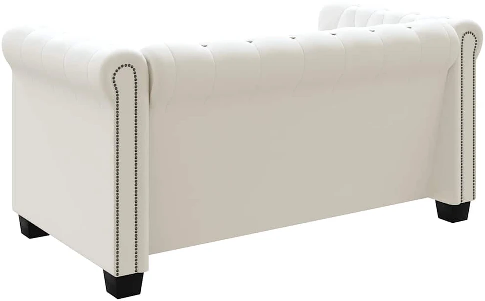 Chesterfield dvivietė sofa, dirbtinė oda, balta