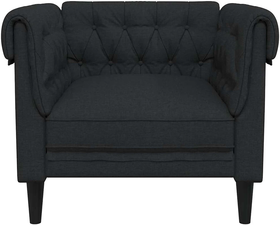 Fotelis Chesterfield krėslas, juodos spalvos, audinys