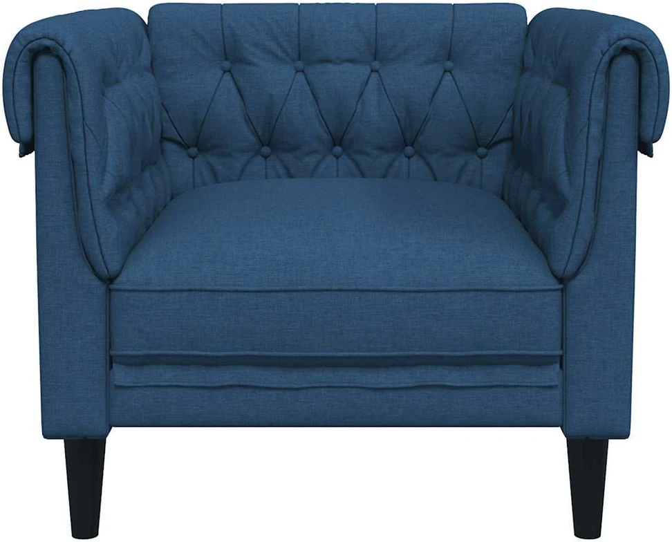 Fotelis Chesterfield krėslas, mėlynos spalvos, audinys