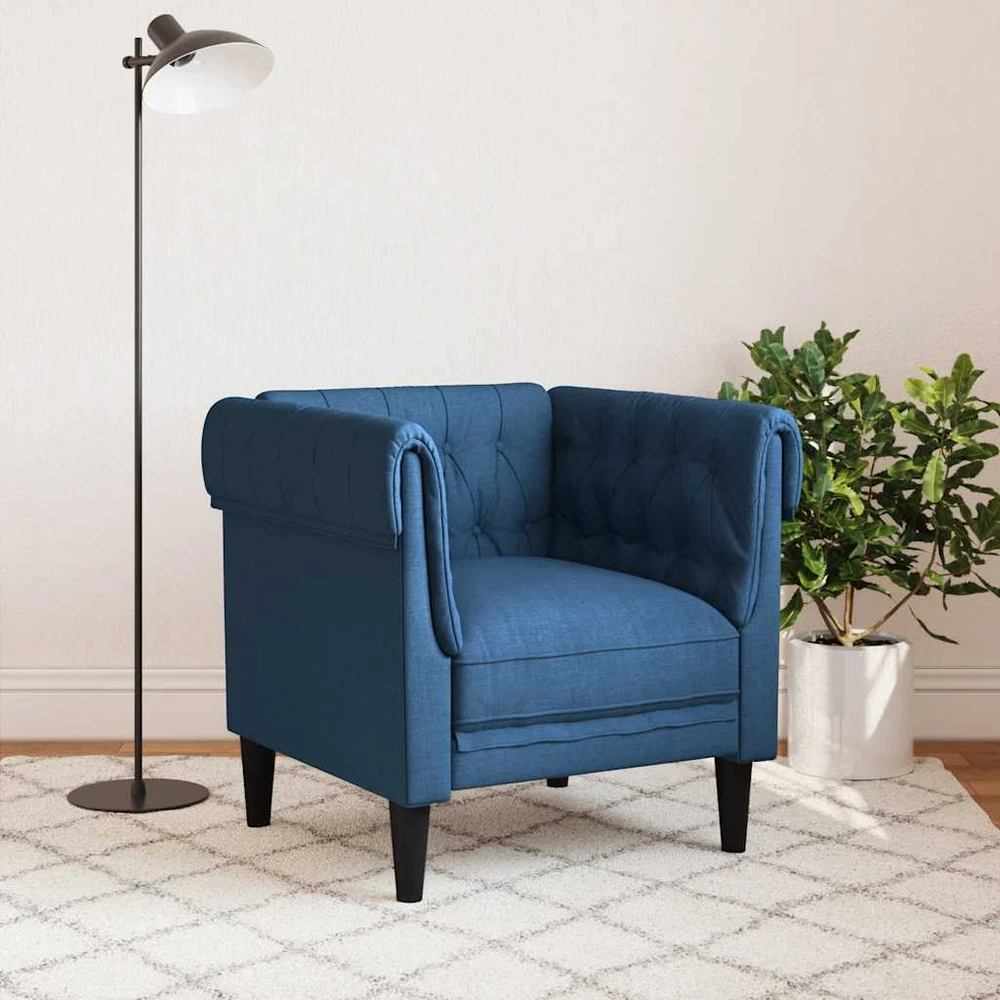 Fotelis Chesterfield krėslas, mėlynos spalvos, audinys