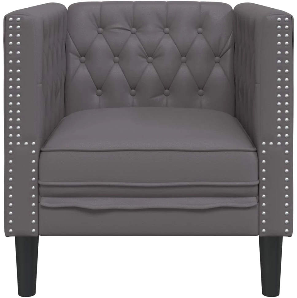 Sofa Chesterfield krėslas, pilkos spalvos, dirbtinė oda