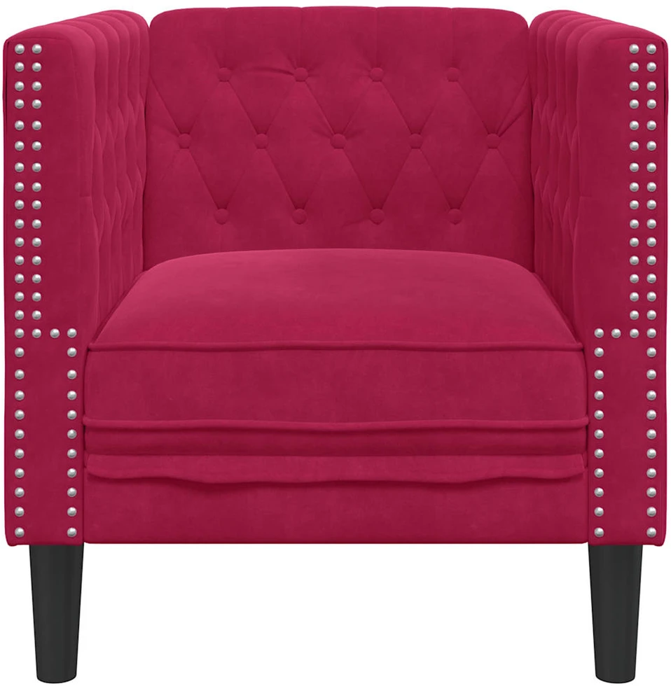 Fotelis Chesterfield krėslas, raudonojo vyno spalvos, aksomas
