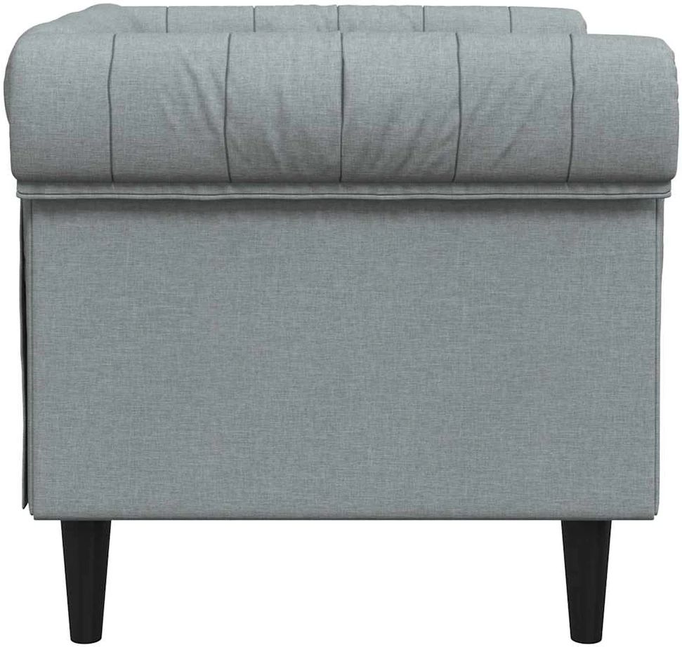 Sofa Chesterfield krėslas, šviesiai pilkos spalvos, audinys
