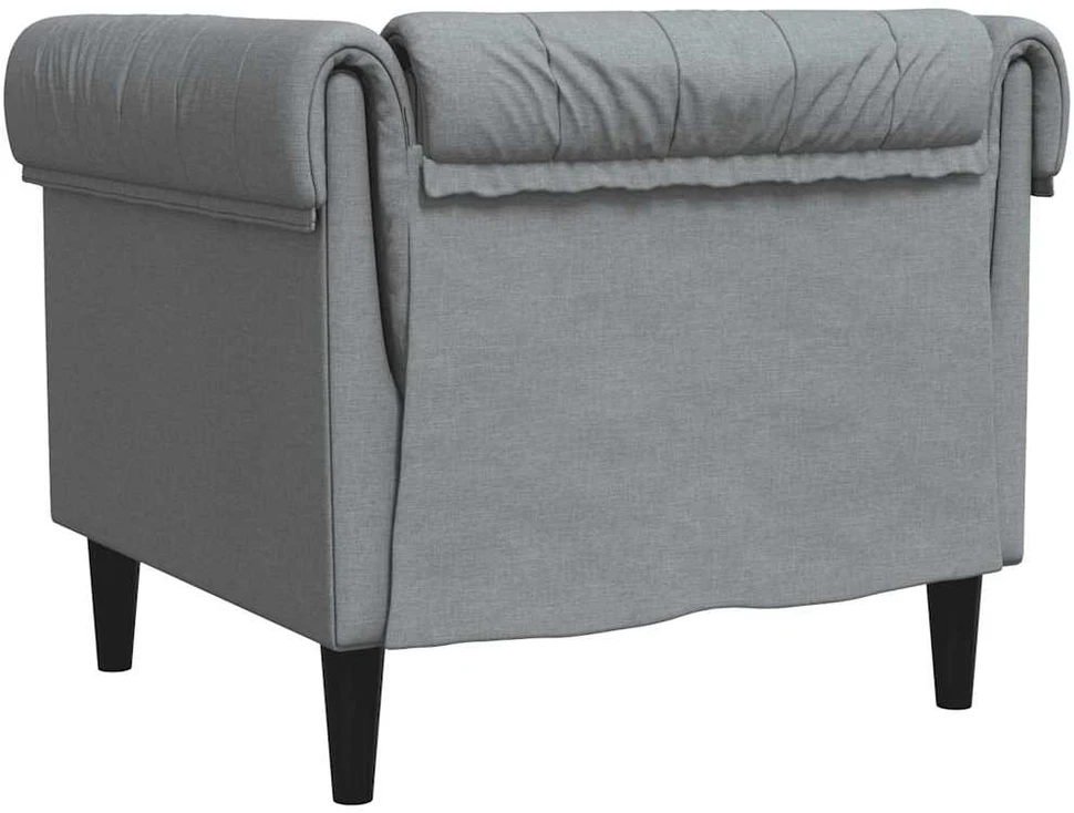 Sofa Chesterfield krėslas, šviesiai pilkos spalvos, audinys