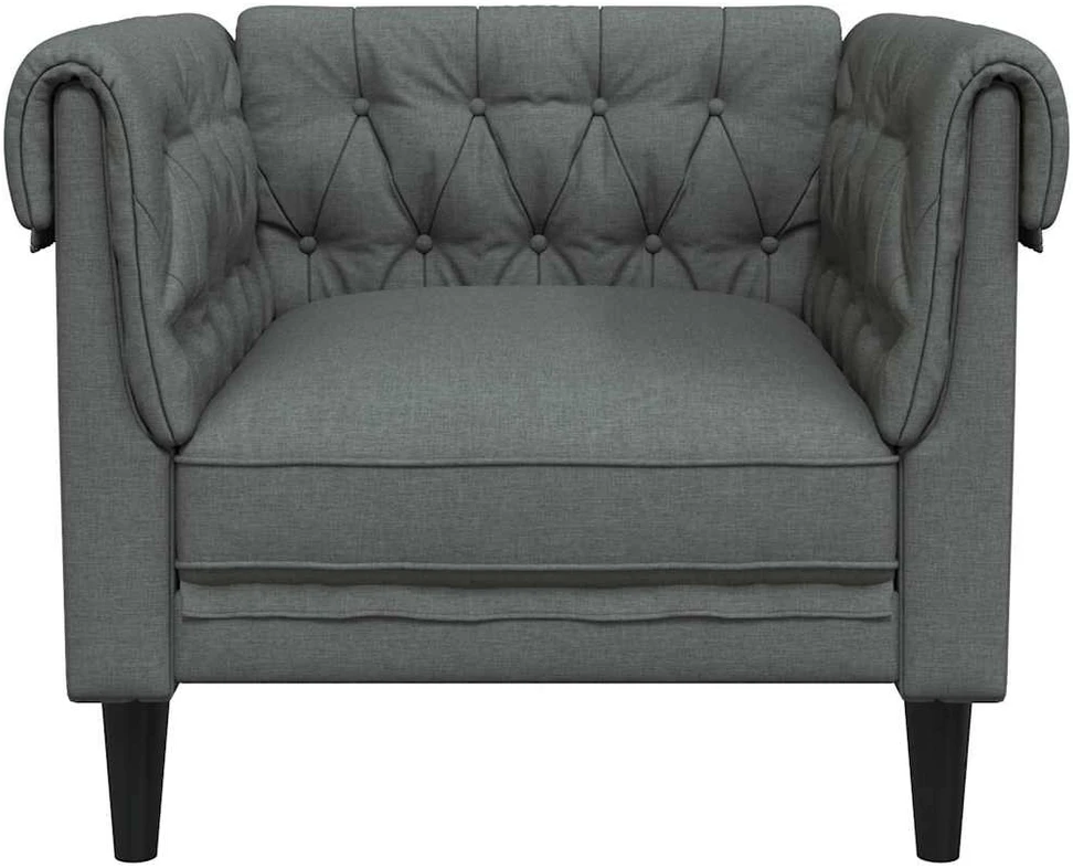 Fotelis Chesterfield krėslas, tamsiai pilkos spalvos, audinys