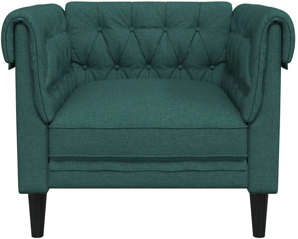 Sofa Chesterfield krėslas, tamsiai žalios spalvos, audinys